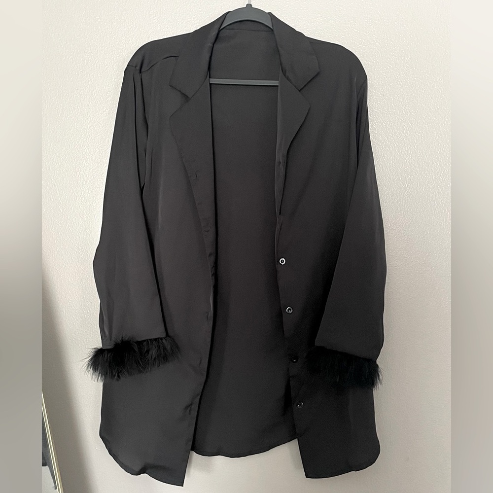 Black fur robe